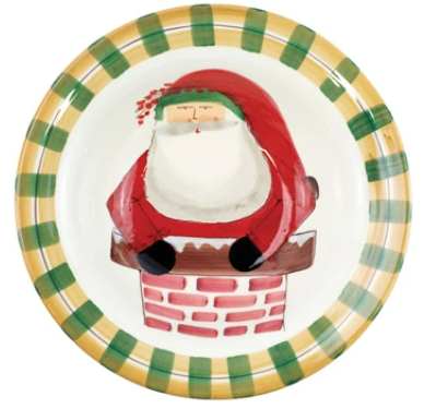 Vietri Old St. Nick Rimmed Large Bowl - Santa in Chimney
