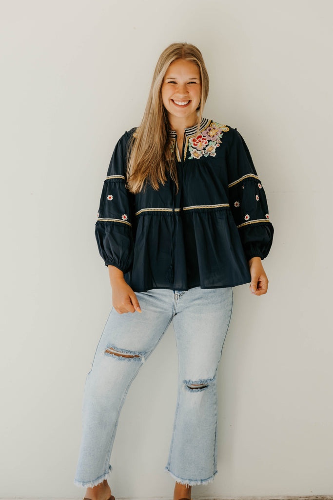 Jana Embroidered Blouse Top