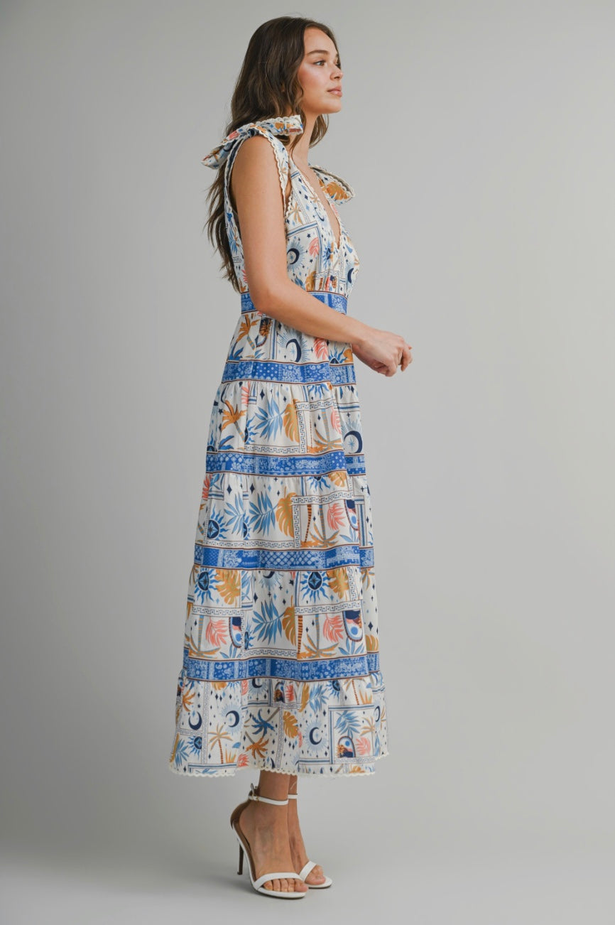 Moonlit Mosaic Printed Midi Dress