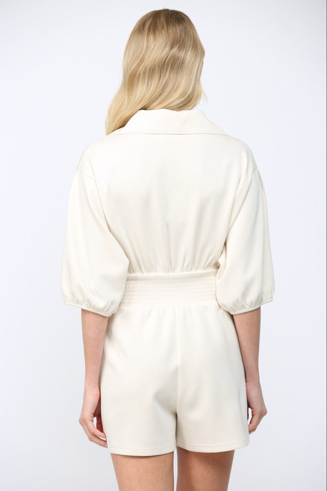 Gianna Scuba Zip Front Romper