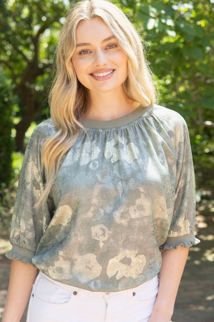 Darlene Detailed Lurex Leopard Raglan Top