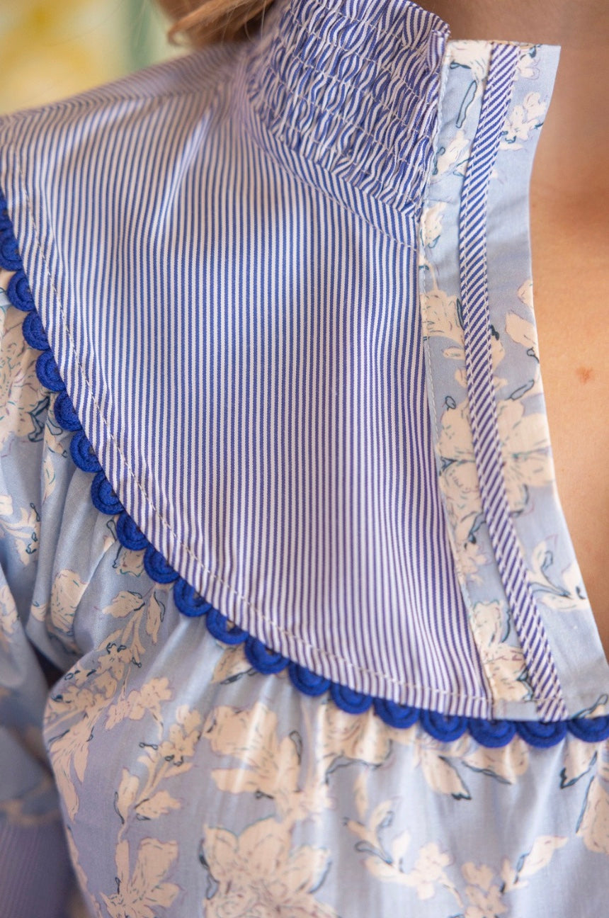 Tea Time Striped Floral Blouse