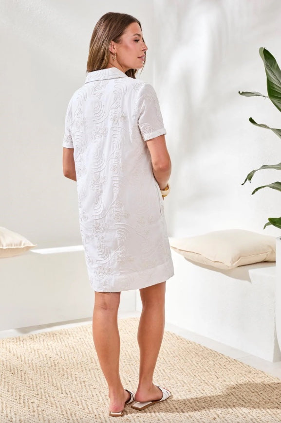 Tribal Embroidered V Neck Tunic Dress