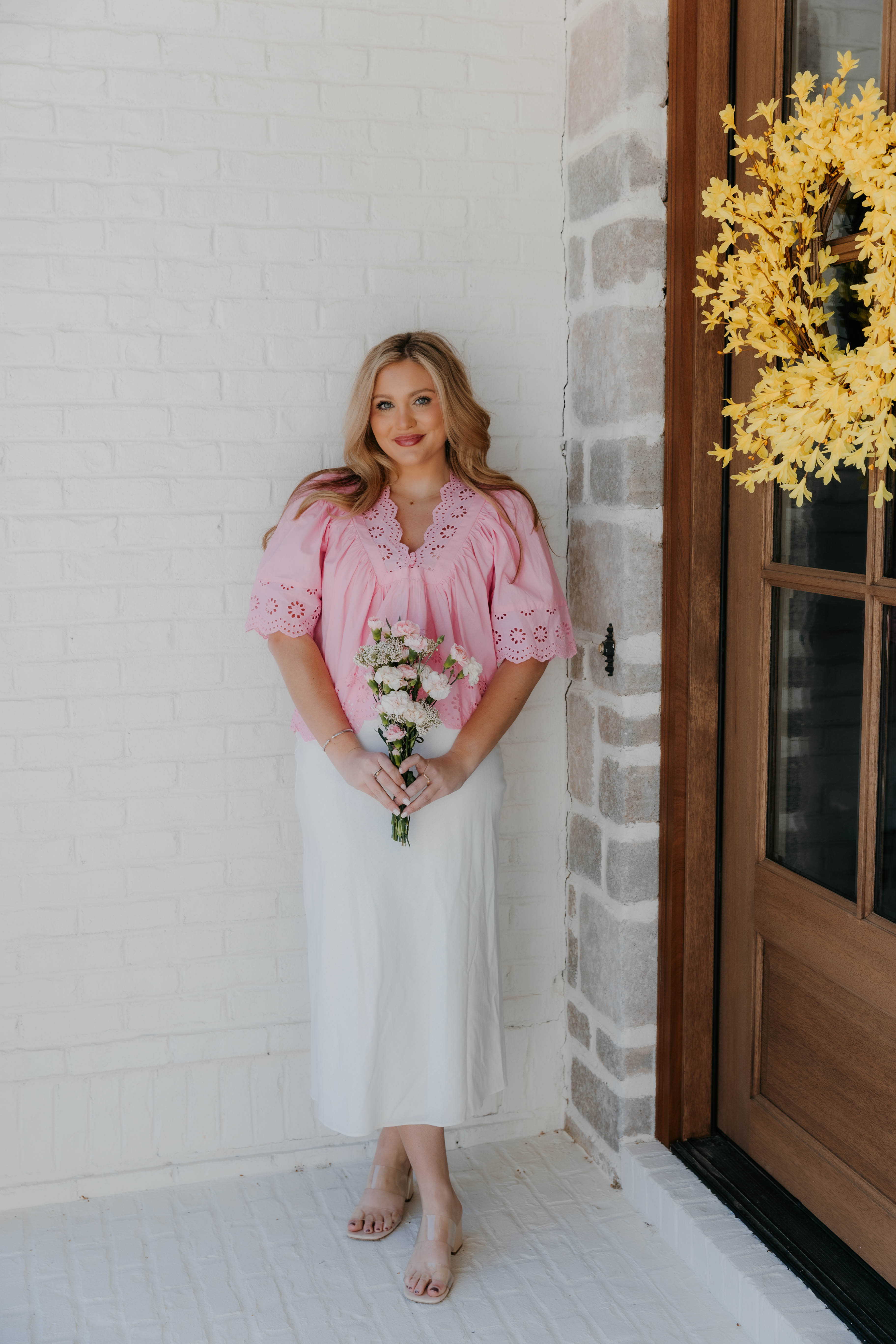Ansley Short Sleeve Eyelet Detail Top