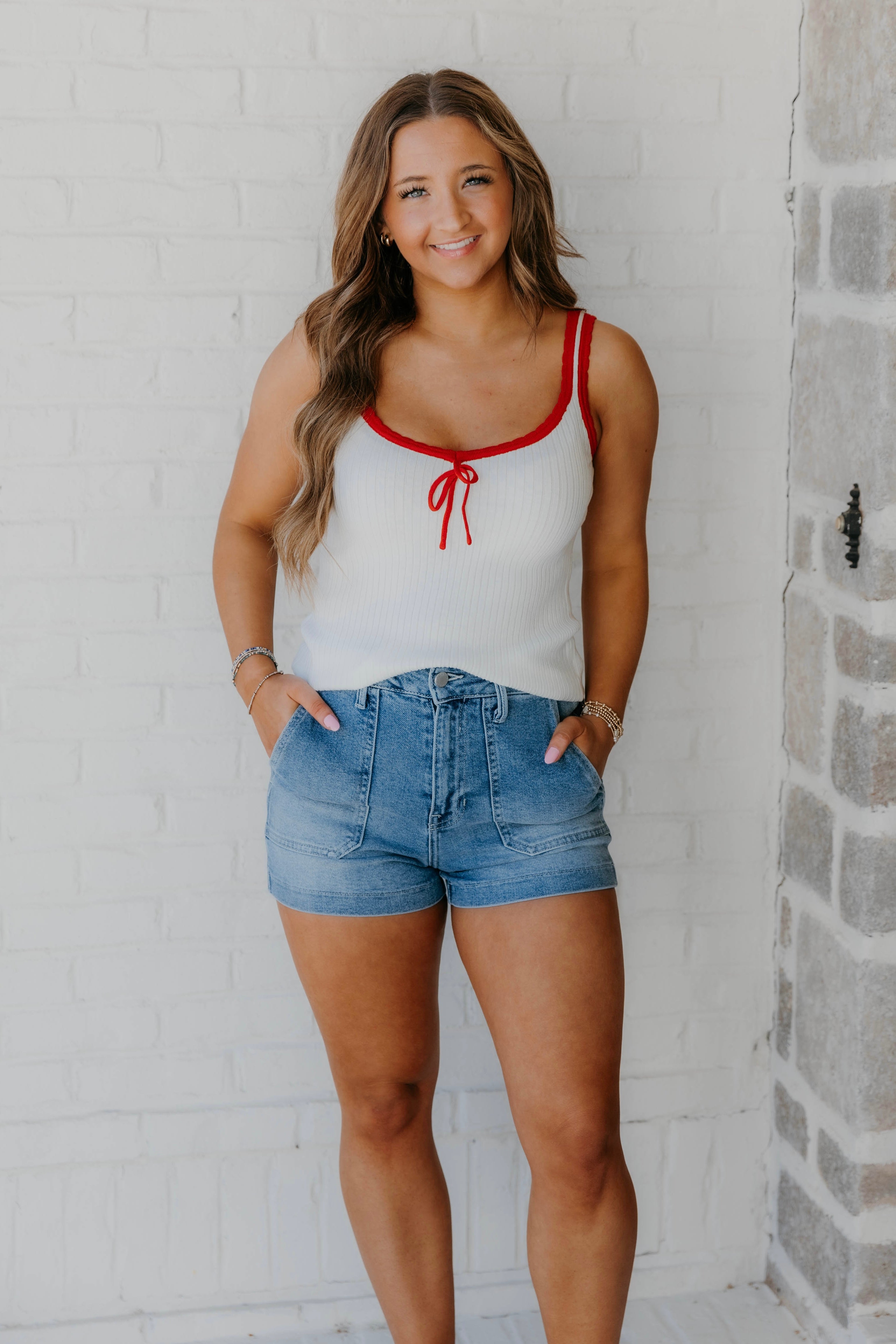 Lea Ribbon Trim Ribbed Tank