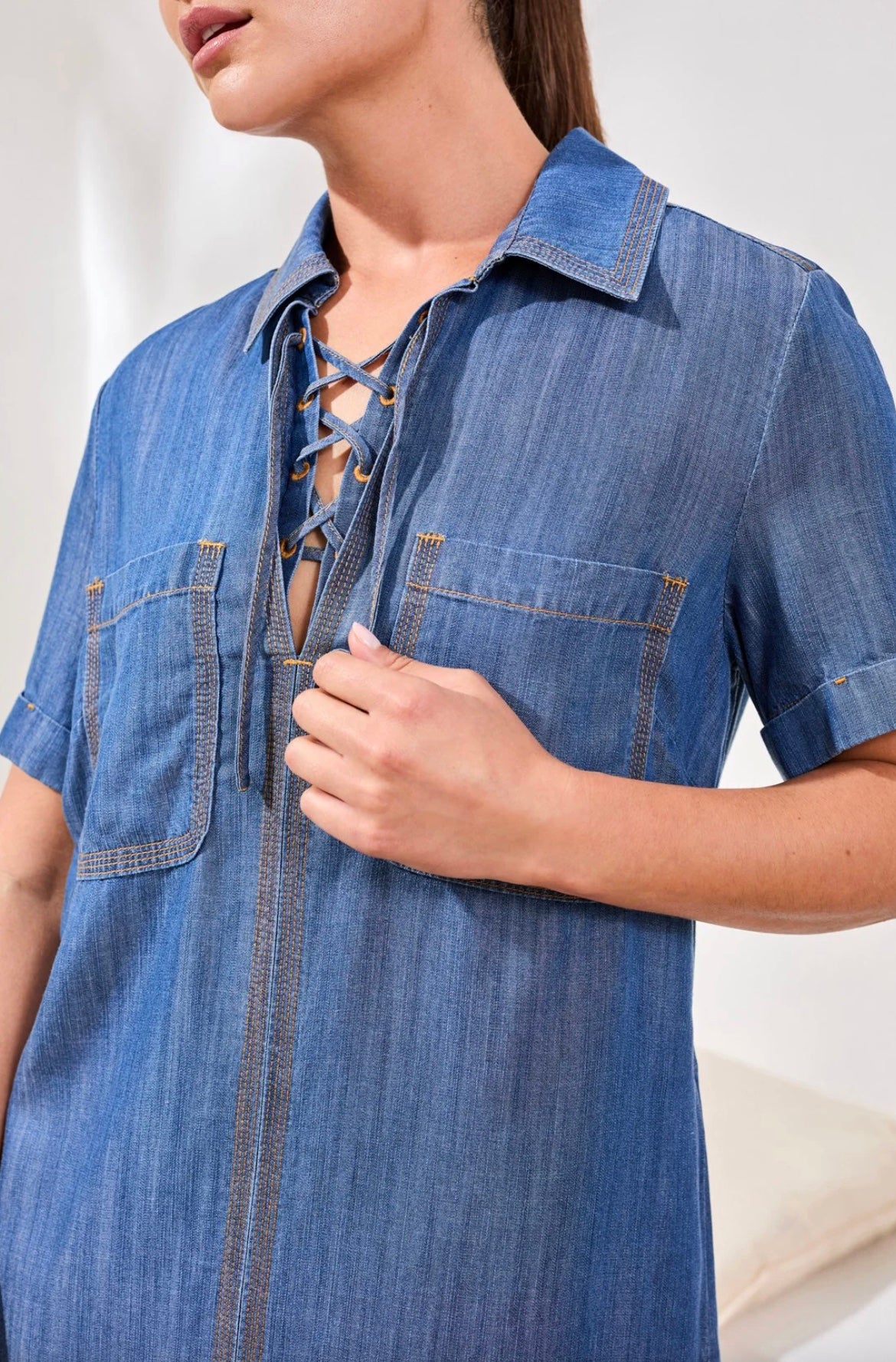 Tribal Blue Ridge Popover Shirt Dress