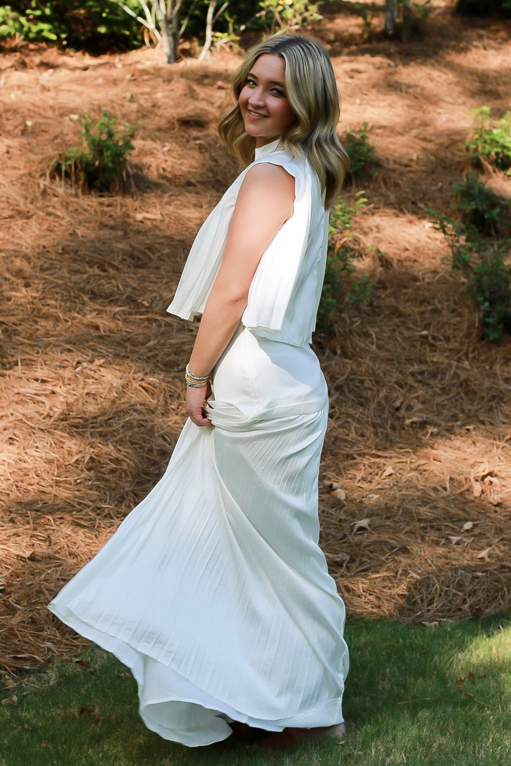 Estrella Pleated Maxi Skirt