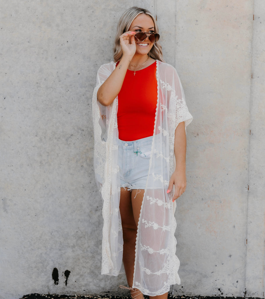 Sheer Attitude Embroidered Lace Duster - Final Sale 50% off