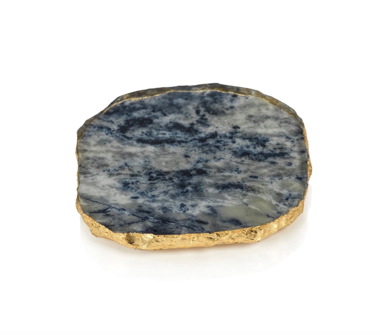 Agate Marble Glass Coaster with Gold Rim