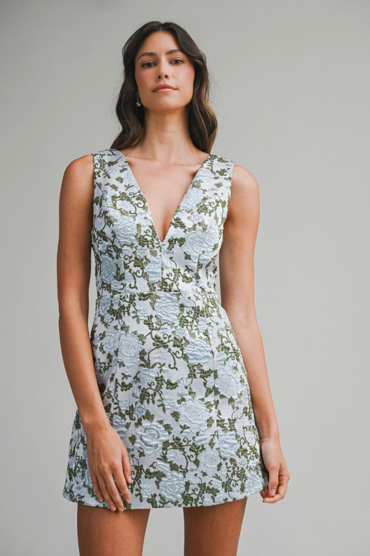 Kensington Floral Jacquard Mini Dress