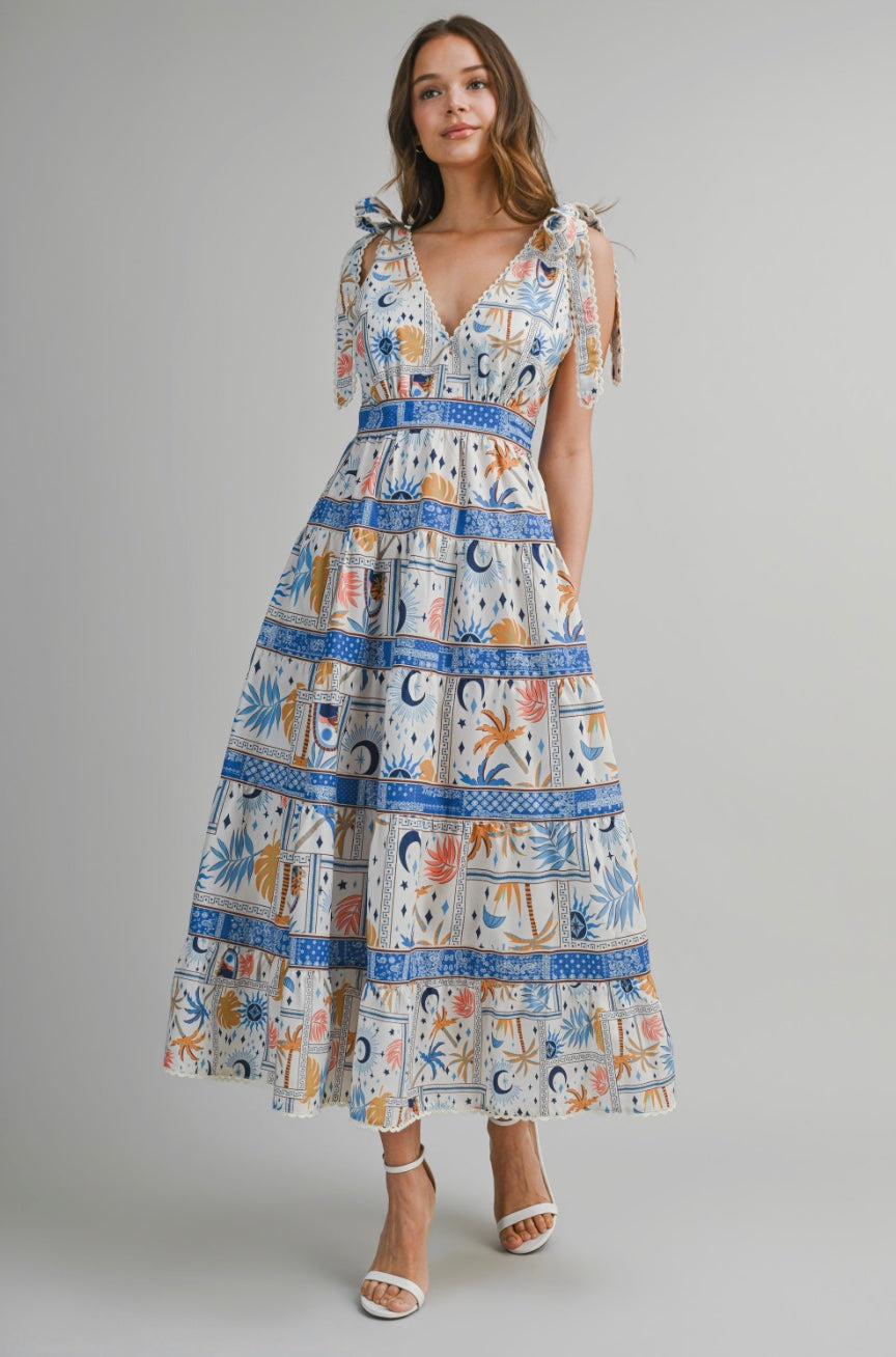 Moonlit Mosaic Printed Midi Dress