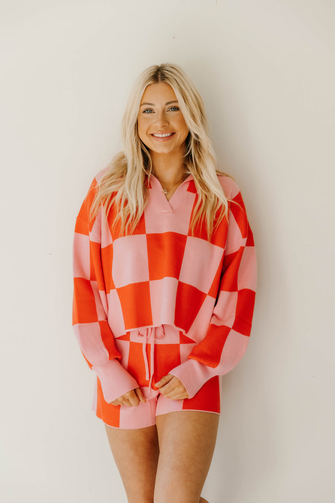 Checkered Sweater Oversized Pullover