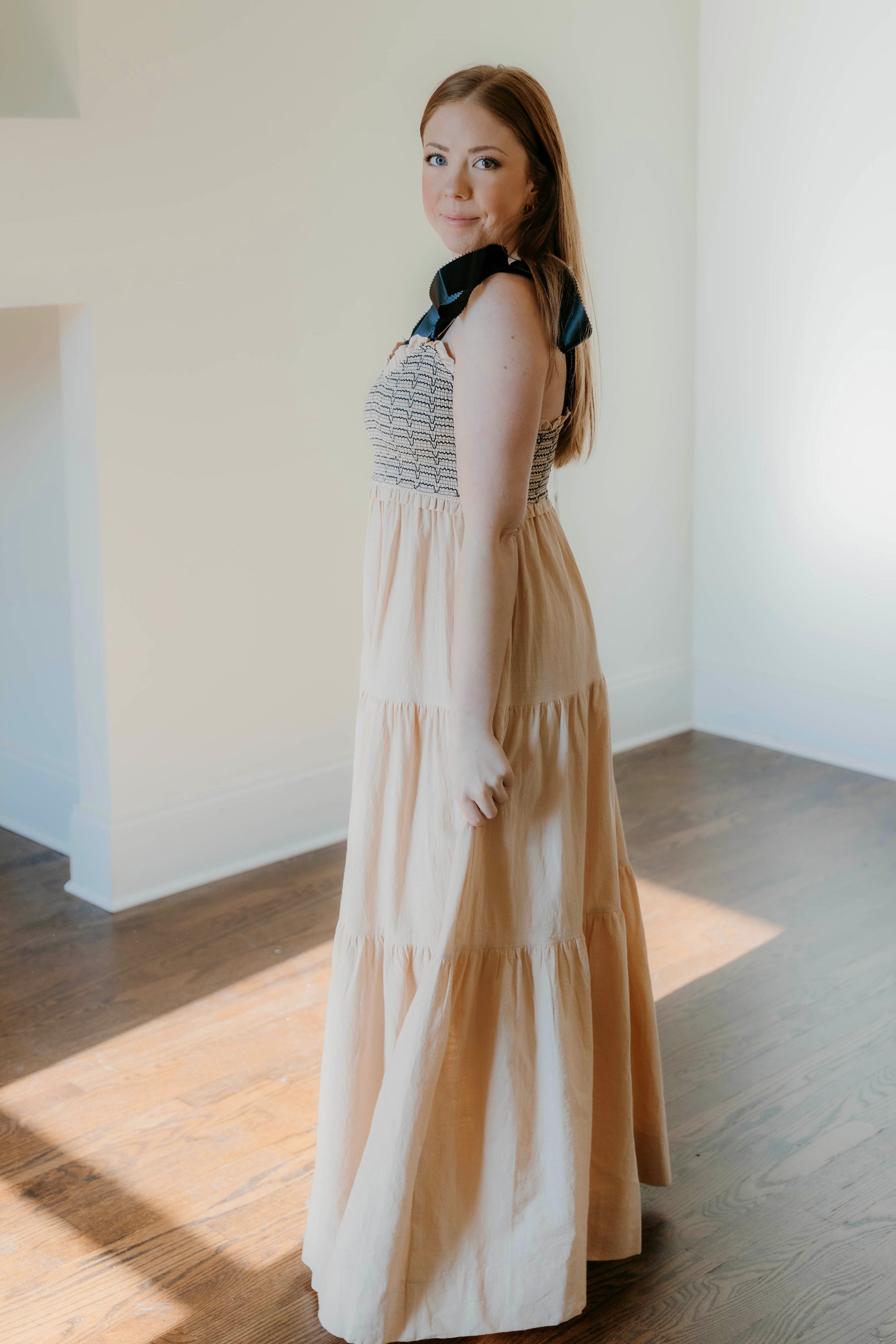Elle Smocked Tiered Woven Maxi Dress