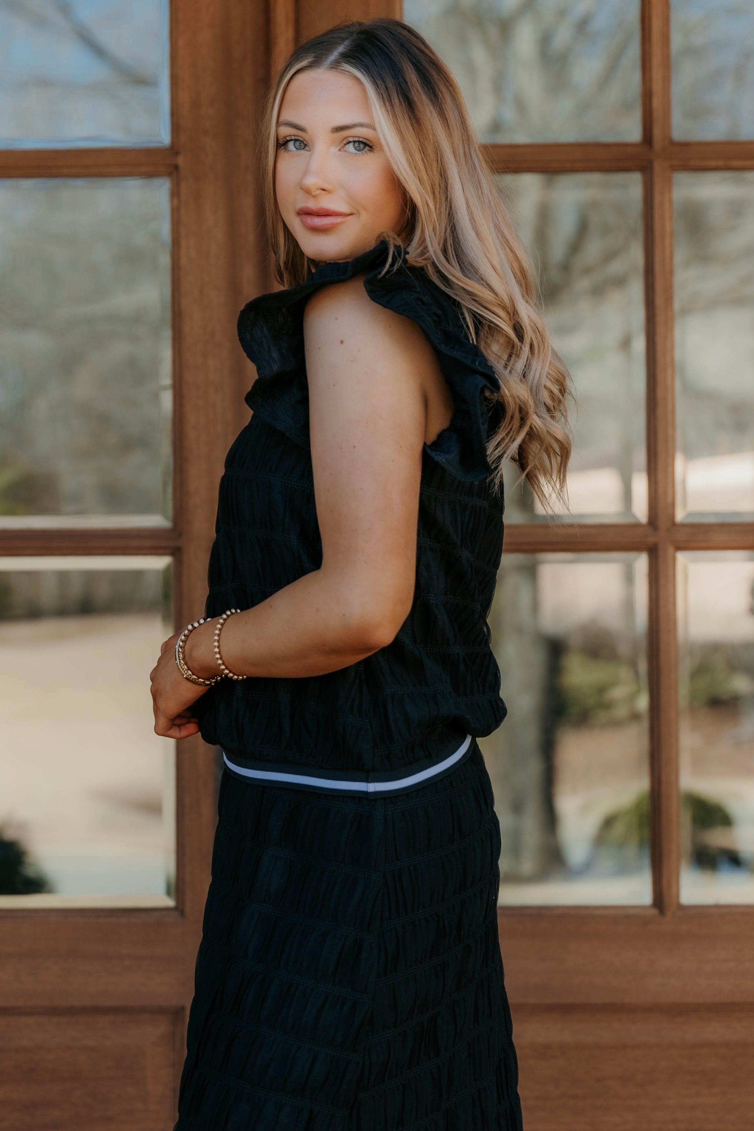 Lacey Smocked Tulle Ruffle Top