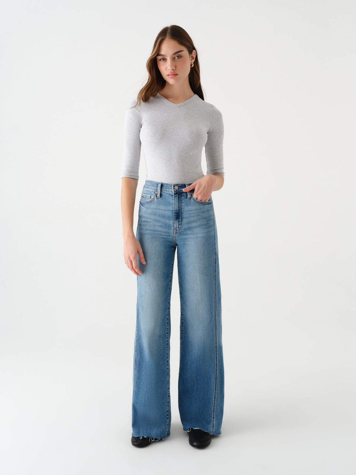 Daze Far Out High Rise Wide Leg with Seaming - Make Believe