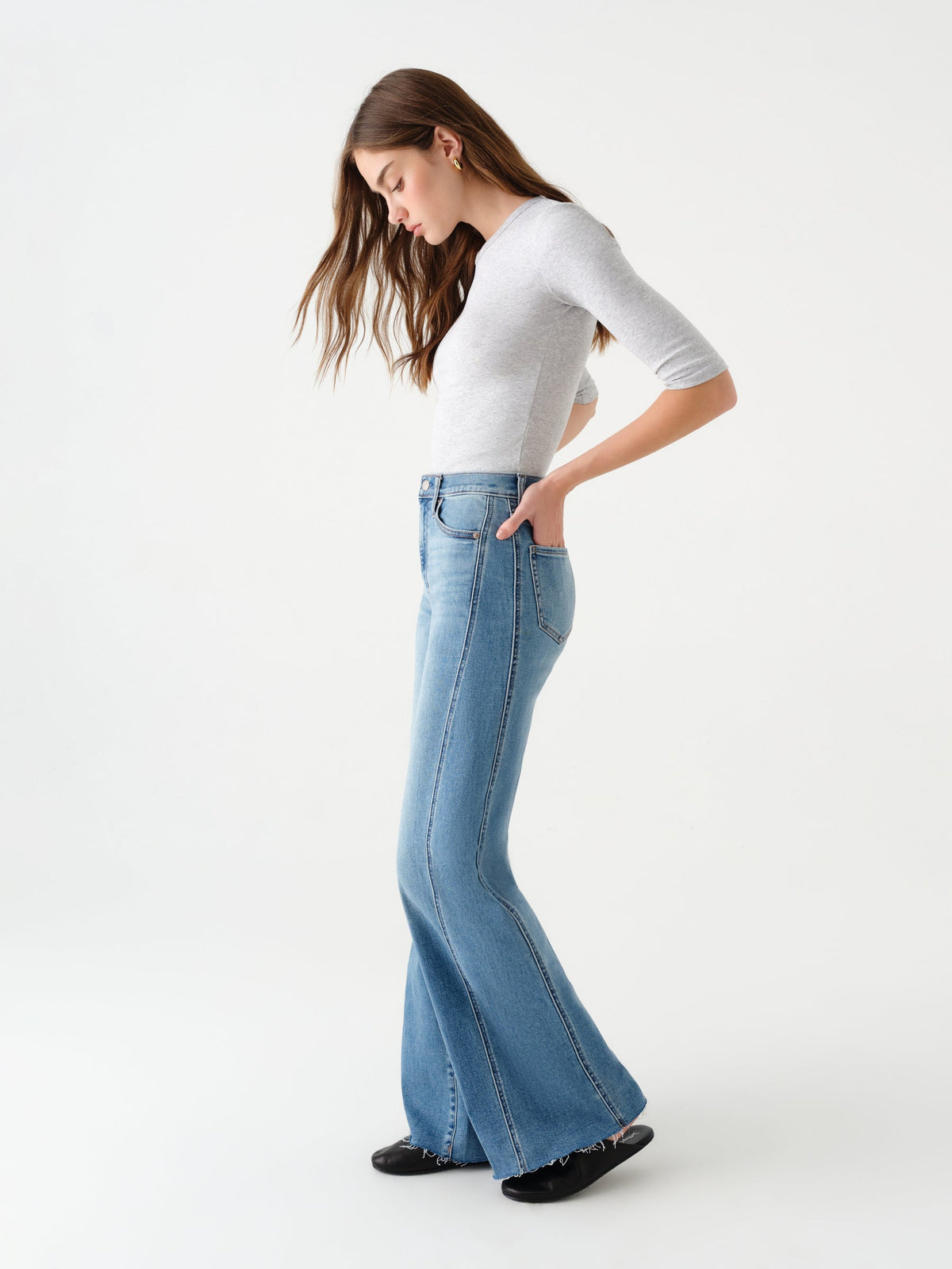 Daze Far Out High Rise Wide Leg with Seaming - Make Believe