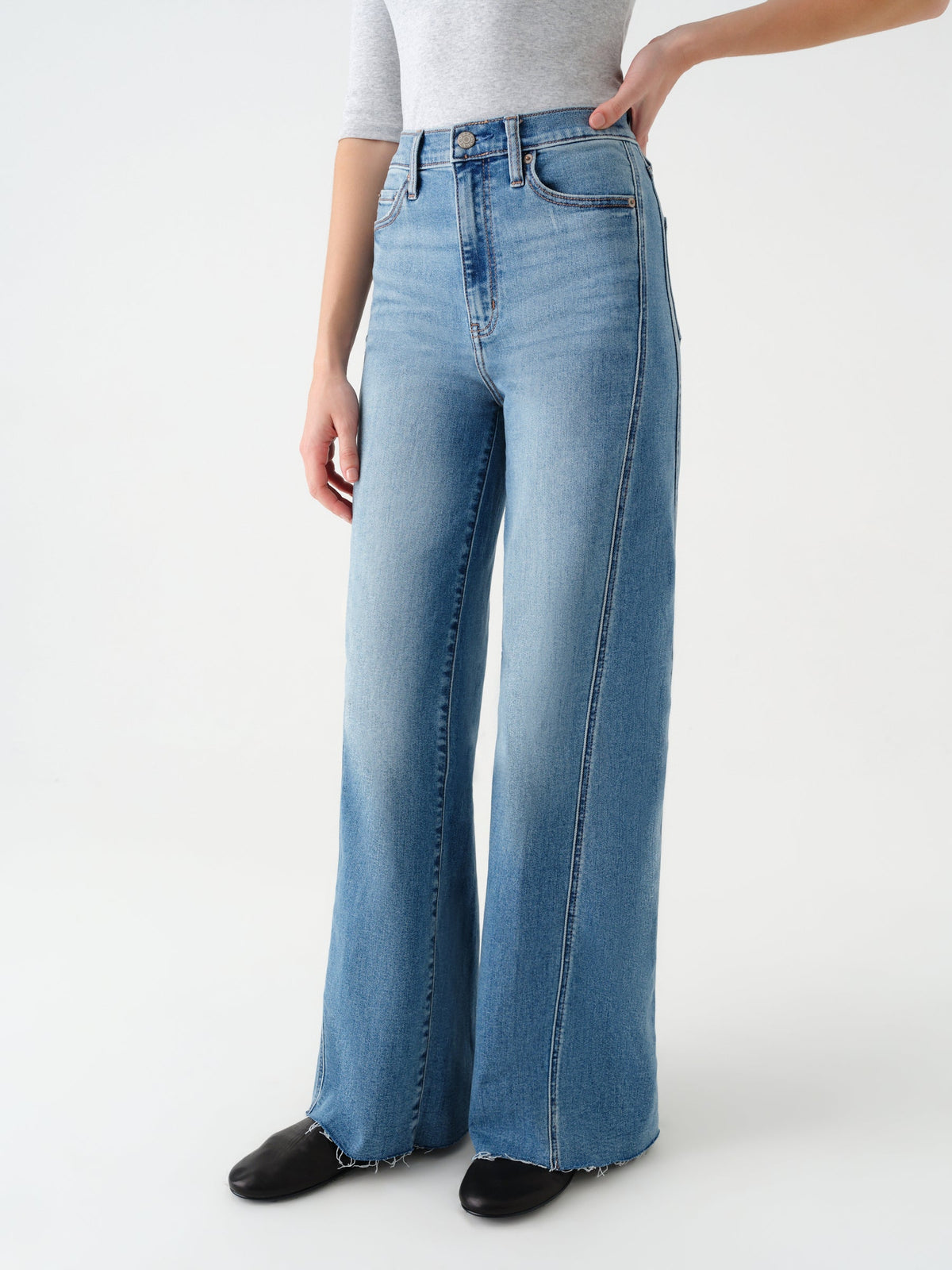 Daze Far Out High Rise Wide Leg with Seaming - Make Believe