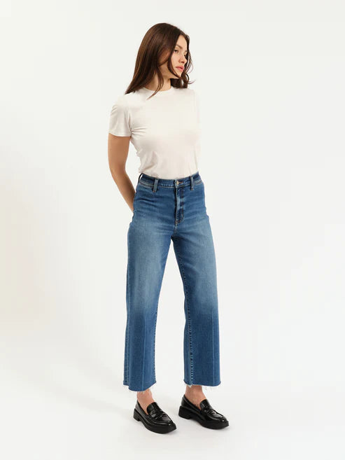 Daze Pleaser High Rise Wide Leg - Indigo Wave