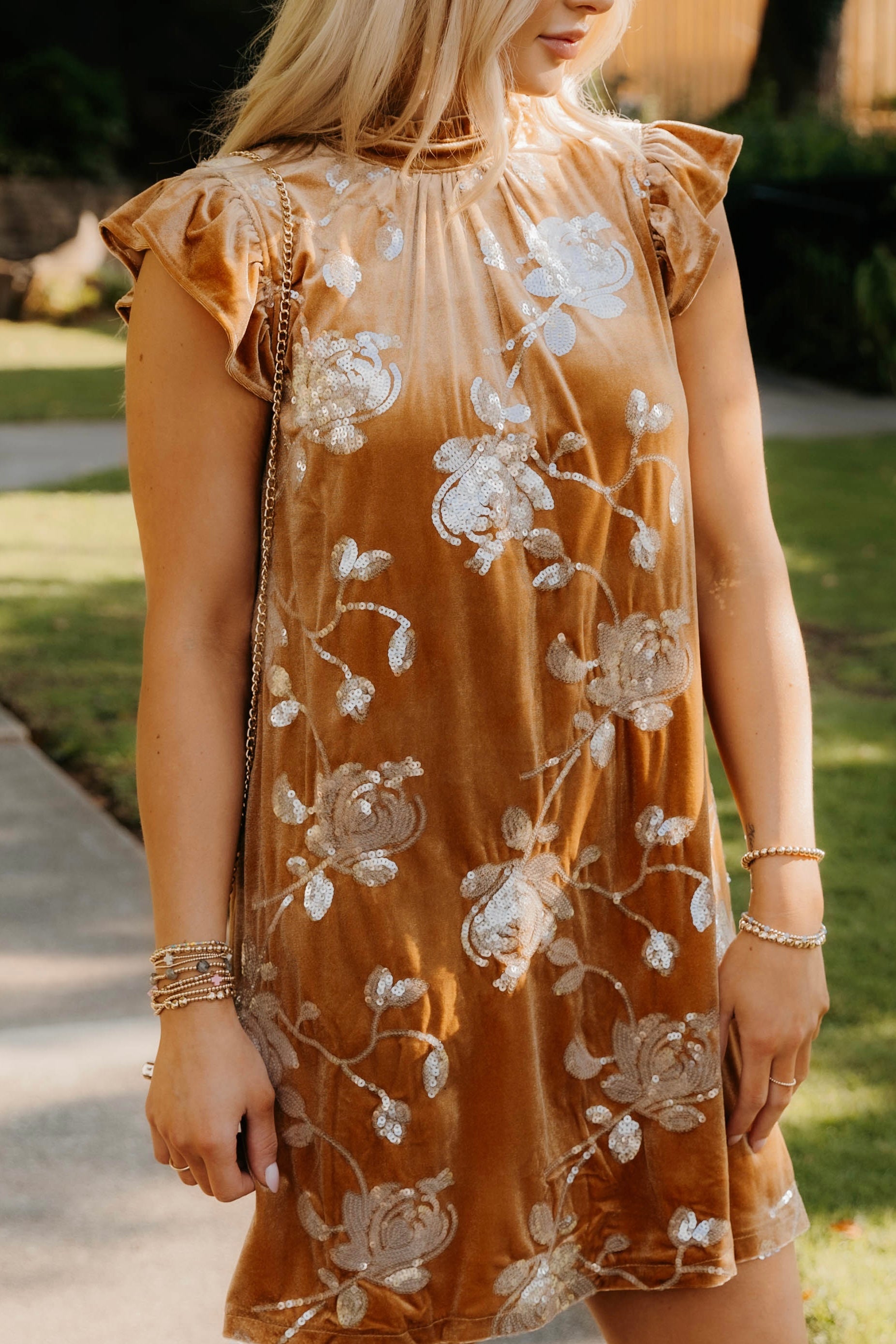 Kinley Floral Embroidery Velvet Dress - Final Sale 40% off in cart