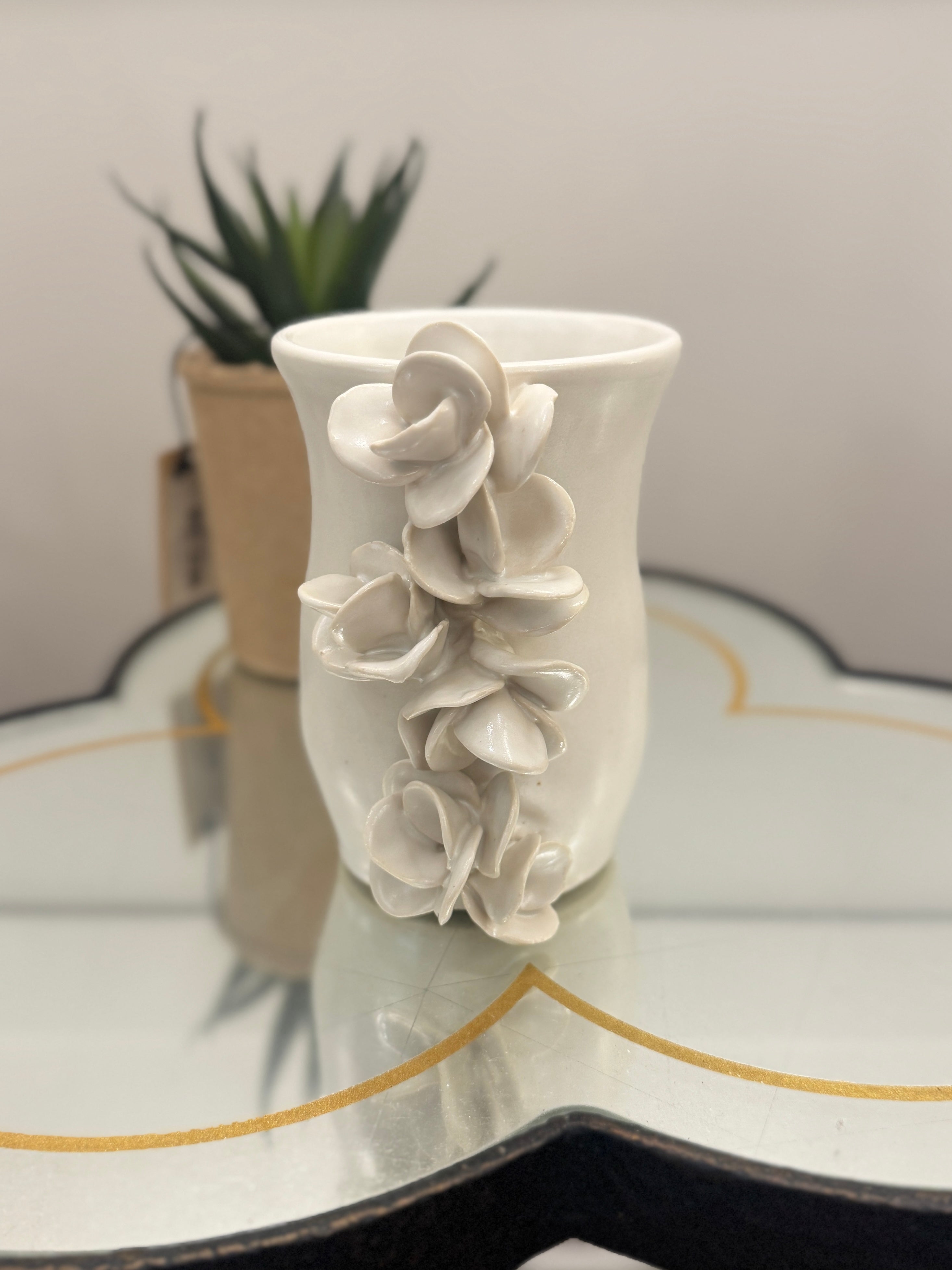 Floral Waterfall Alabaster Vase - Alex Clay Original