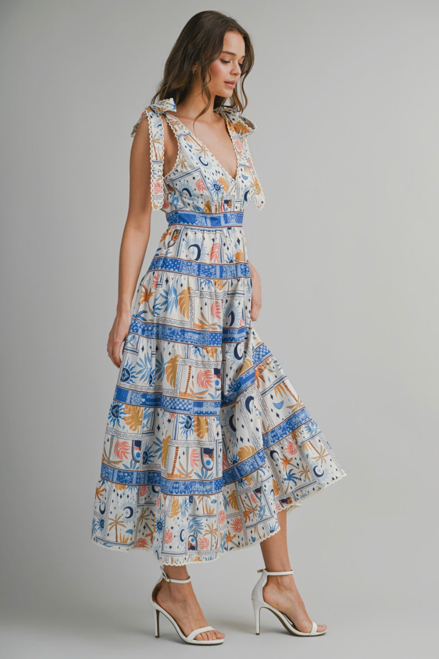 Moonlit Mosaic Printed Midi Dress