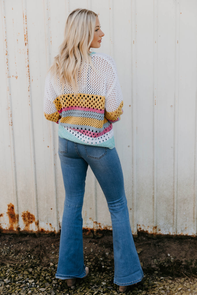Ayra Stripe Crochet Sweater