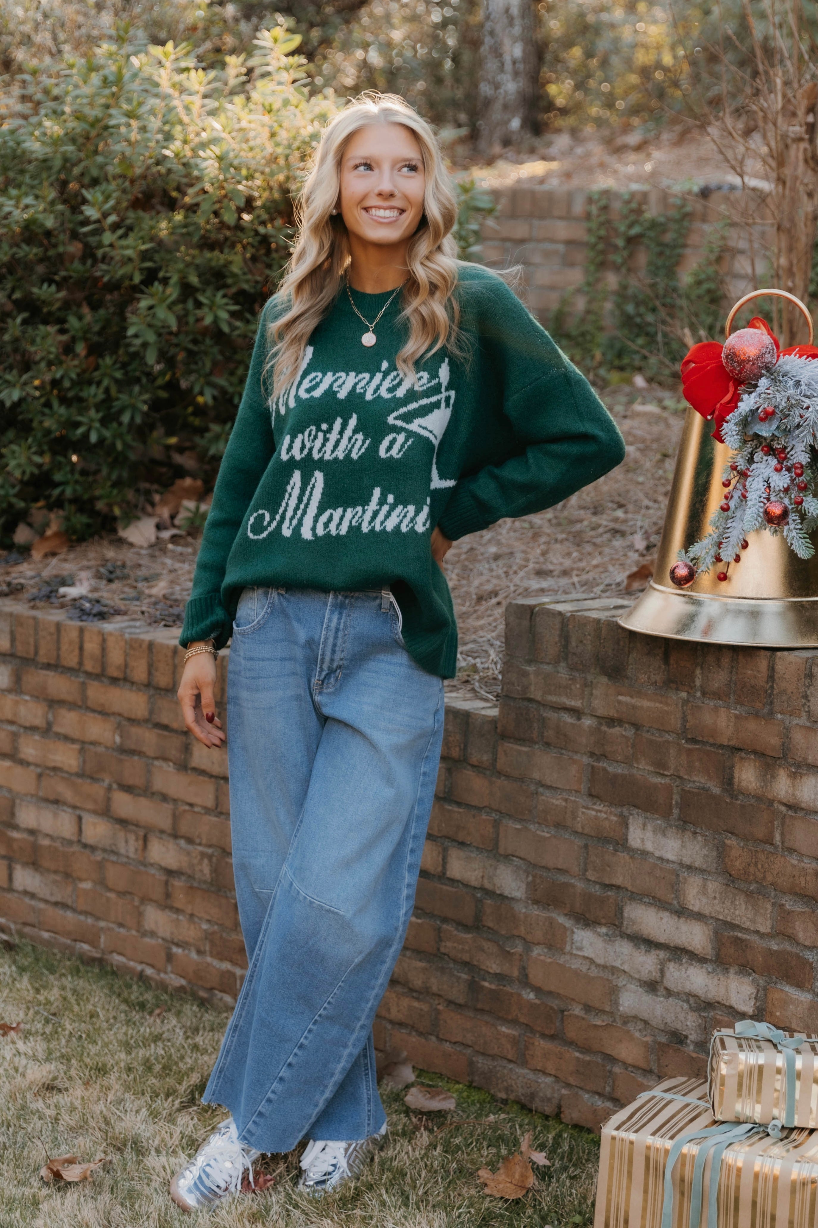 Show Me Your Mumu Classic Crewneck Sweater - Martini Graphic Knit
