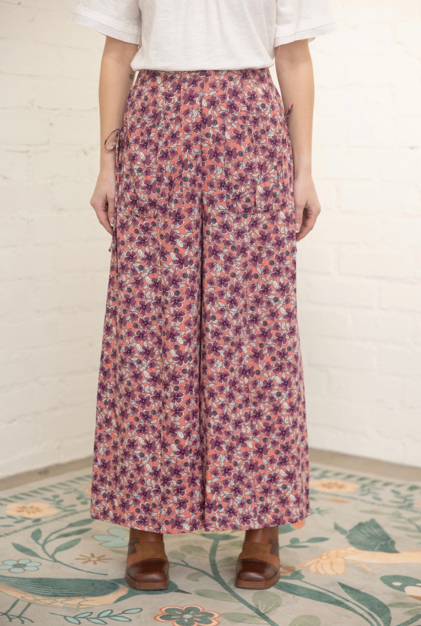 Petal Path Side Tie Wide Leg Pants
