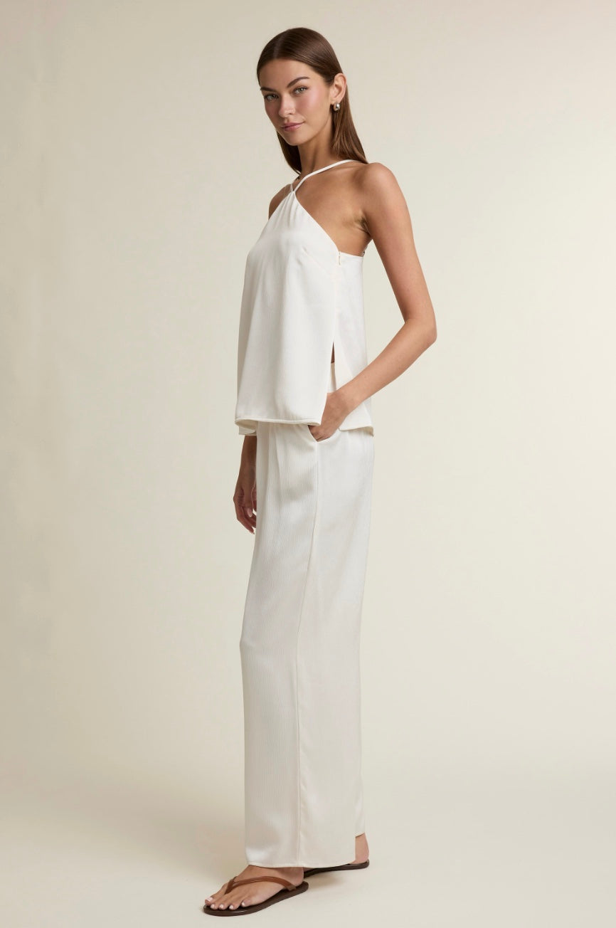 Eloise Textured Halter Top & Wide Leg Pant Set