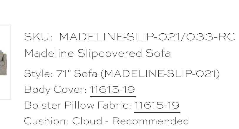 Madeline Slipcover 71” Sofa