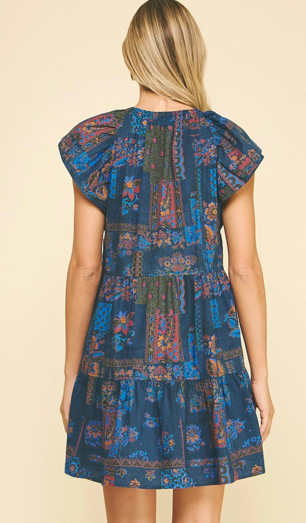 Sunny Tie Detail Tiered Mini Dress