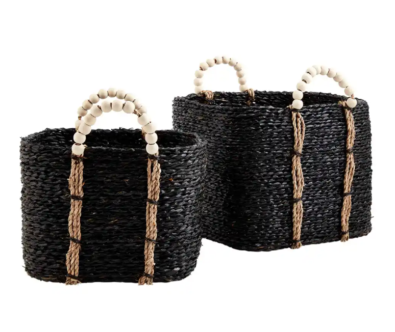 Black Bead Handle Basket