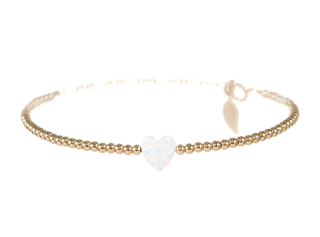 Opal Single Heart Stretch Bracelet