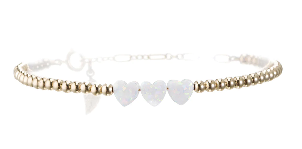 Opal Triple Heart Stretch Bracelet