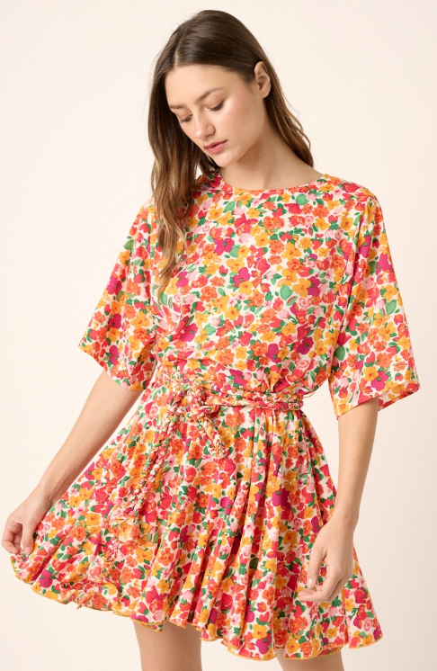 Kathryn Flower Print Pleated Dress - Final Sale 50% off