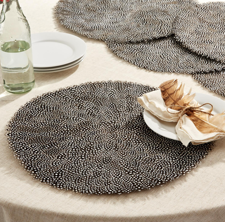 Guinea Feather Placemats - Set of 4