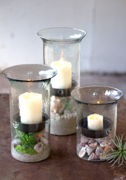 Glass Candle Cylinder w/ Rustic Insert