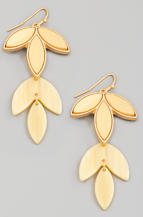 Wood & Resin Leaf Drop Earrings