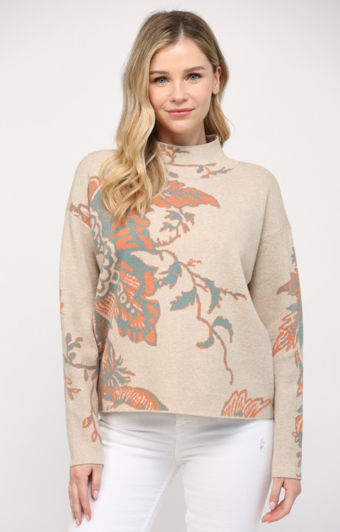 Melissa Floral Mock Neck Sweater