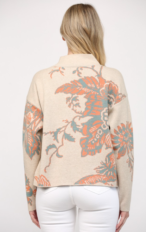 Melissa Floral Mock Neck Sweater