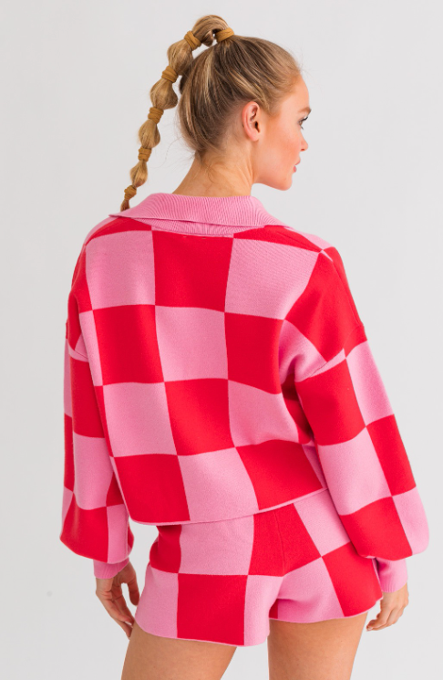 Checkered Sweater Oversized Pullover