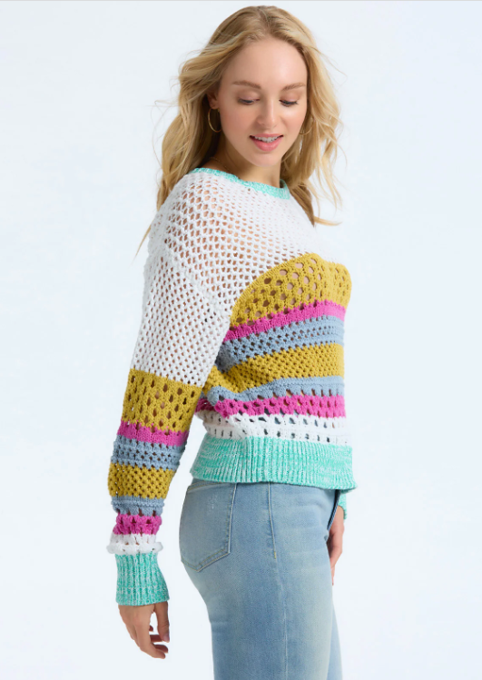 Ayra Stripe Crochet Sweater