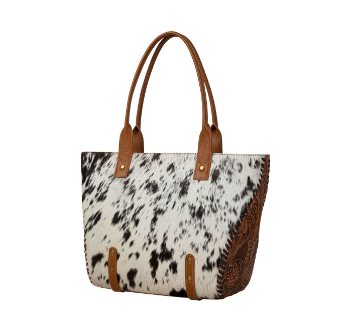 Holstein Bend Hairon Hand-Tooled Bag