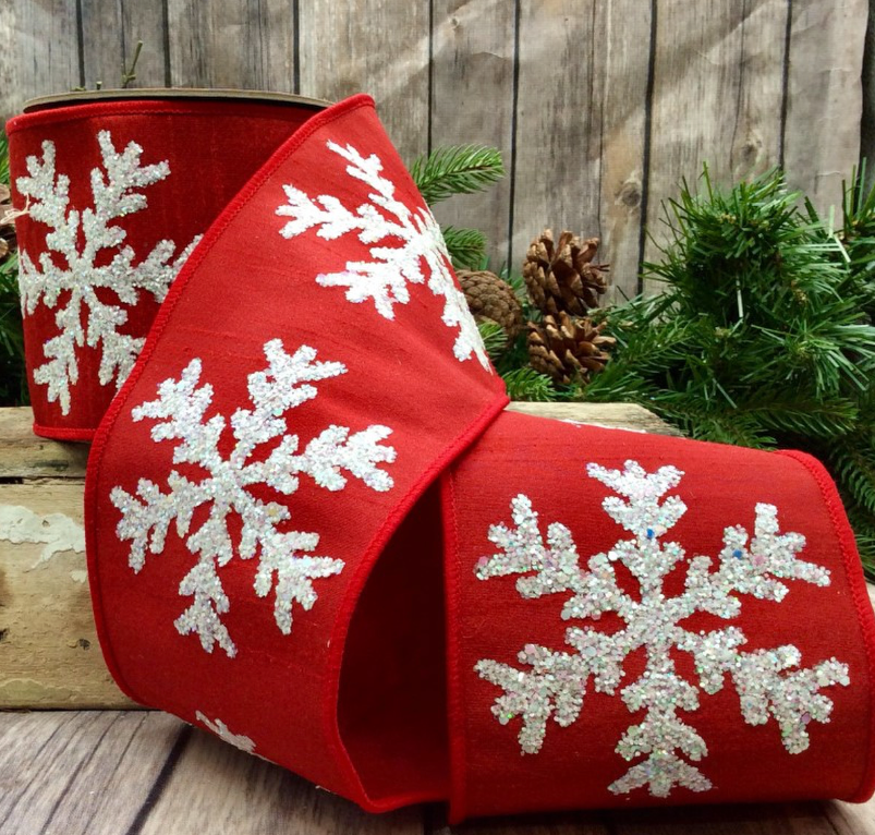 Holiday Ribbon - Glitter Snowflake