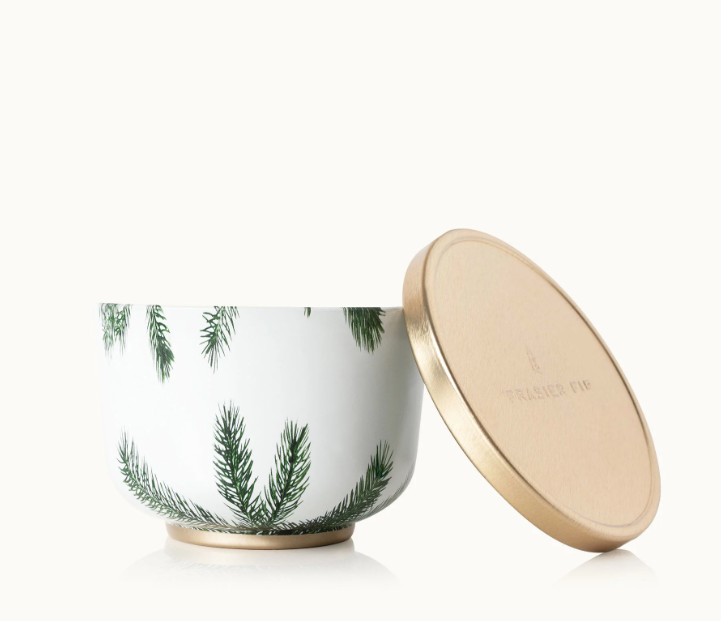 Frasier Fir Tin Candle with Gold Lid