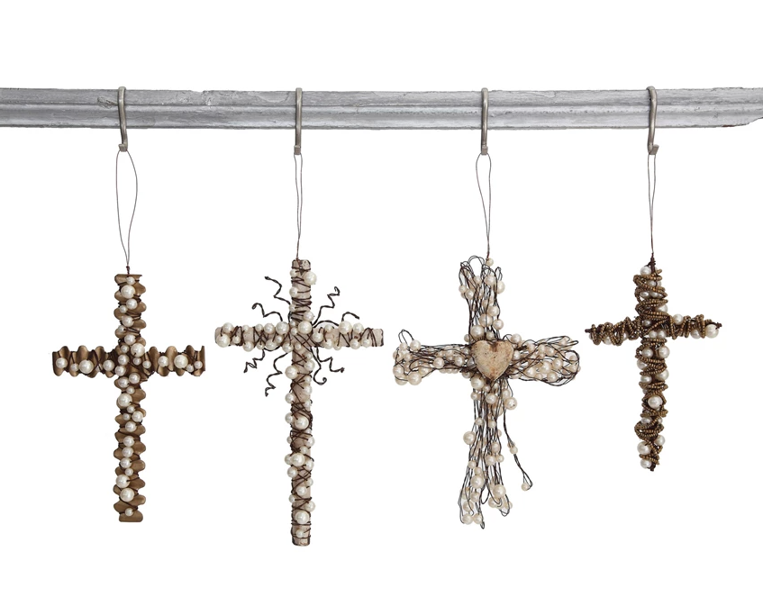 Beaded Wire Cross Ornament