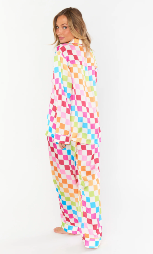 Show Me Your Mumu Classic PJ Set - Multi Checker Silky - Final Sale 25% off in cart
