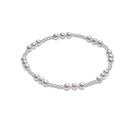 E Newton Classic Joy Pattern Bead Bracelet - Sterling Pearl