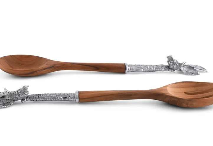 Pewter Song Bird Salad Server Set