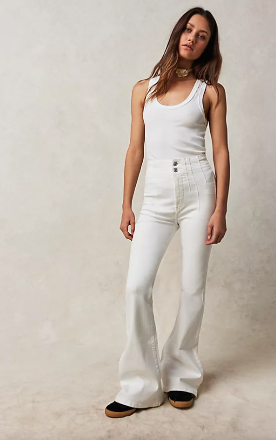 Free People Jayde Flare Jeans - Pure White - Final Sale 15% off in cart